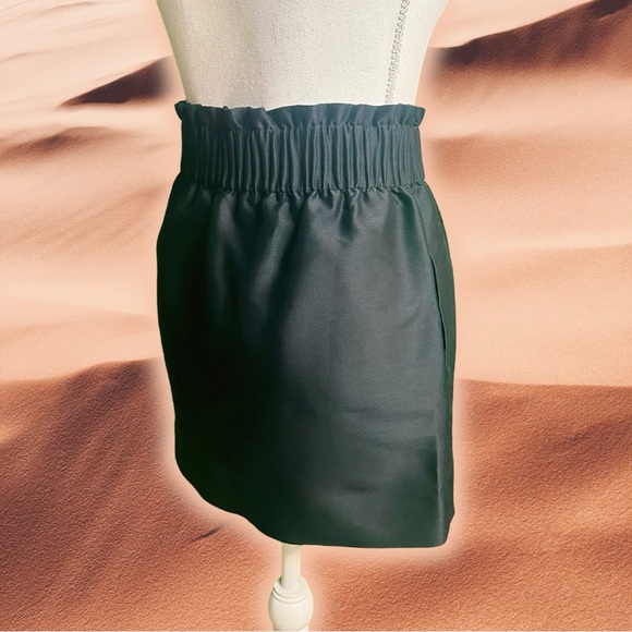 COS Black Silk & Linen Blend Elastic Waist A-Line Mini Skirt Size 4 - Picture 7 of 12